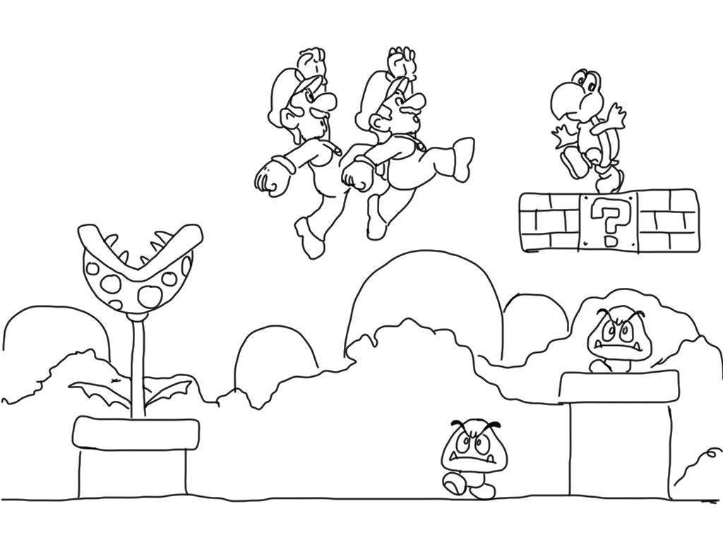 Coloring book Mario and Luigi in the world